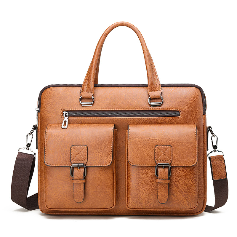 Luxury Bags Tote - กระเป๋าใส่เอกสารทางธุรกิจของผู้ชายแบรนด์หรูกระเป๋าใส่เอกสารหนังหนัง PU กระเป๋าสะพายไหล่กระเป๋าอาหารกลางวันสำนักงานสำหรับแล็ปท็อป A4ไฟล์สำหรับผู้ชาย