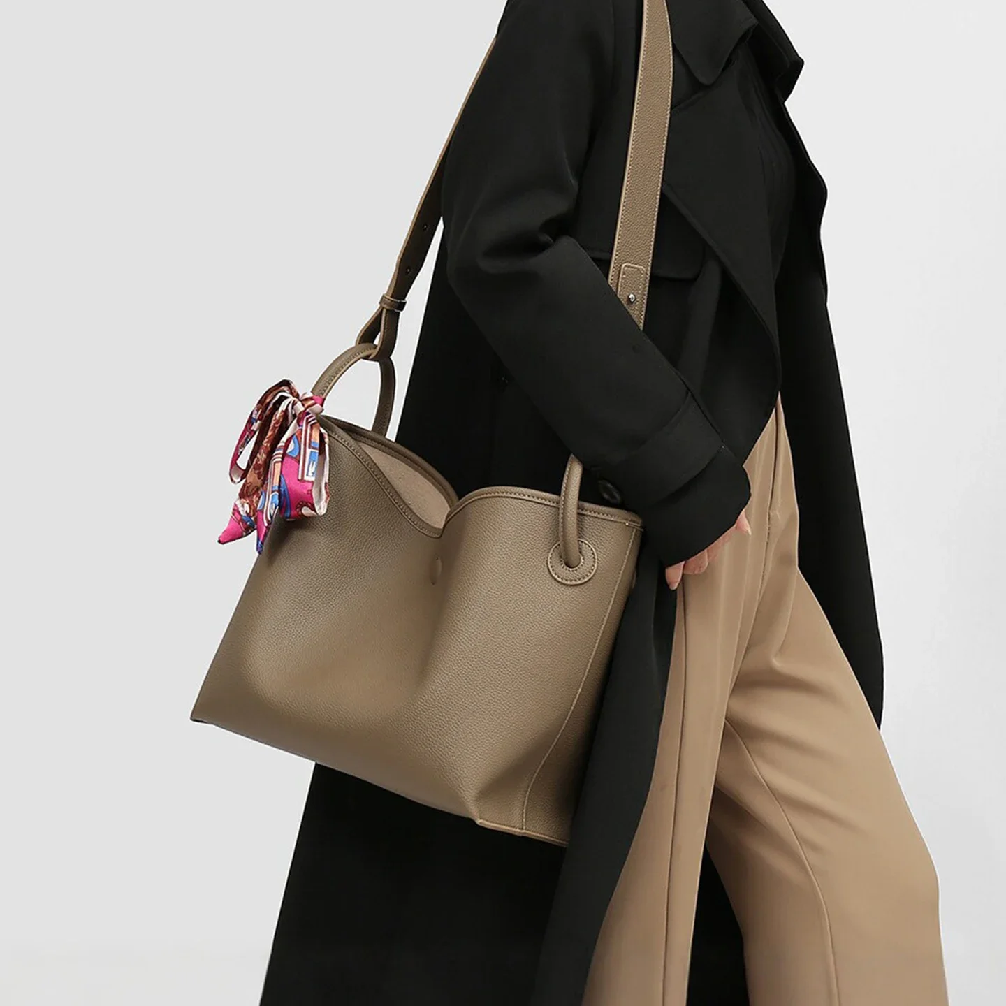 Luxury Bags Leather - กระเป๋าถือผู้หญิงสุดหรูระดับไฮเอนด์ หนัง PU สีพื้น 2 in